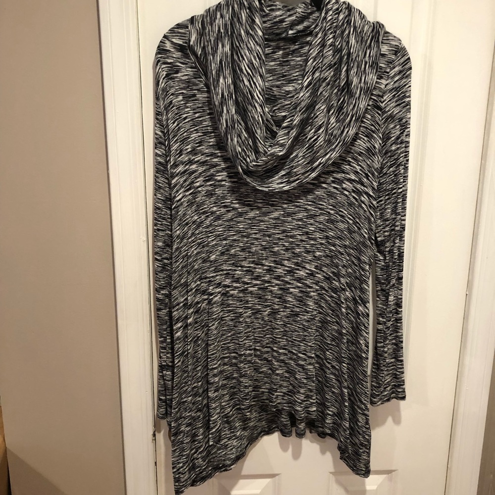 Cable and gauge cowl neck sweater